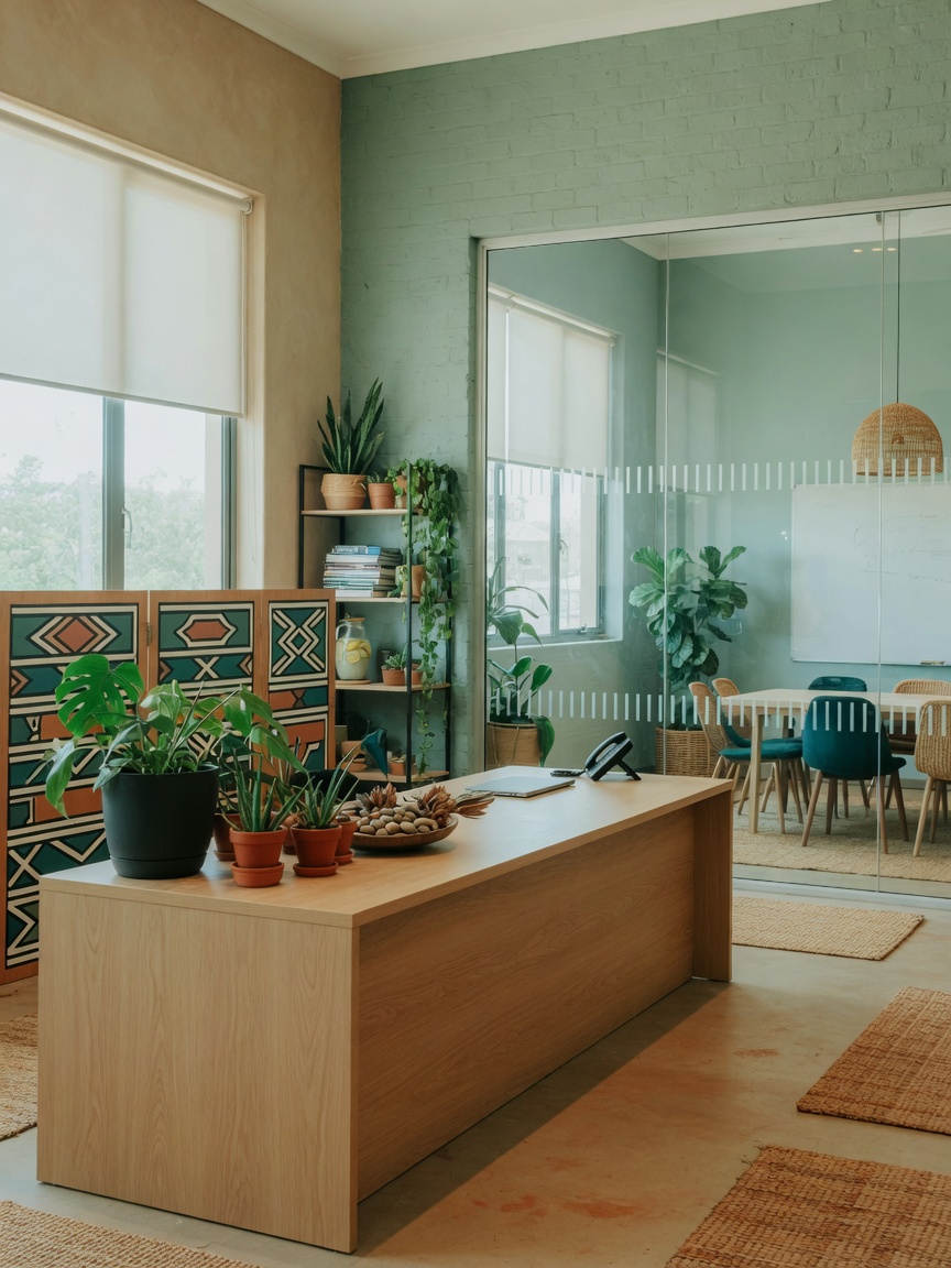 Bright modern training venue interior