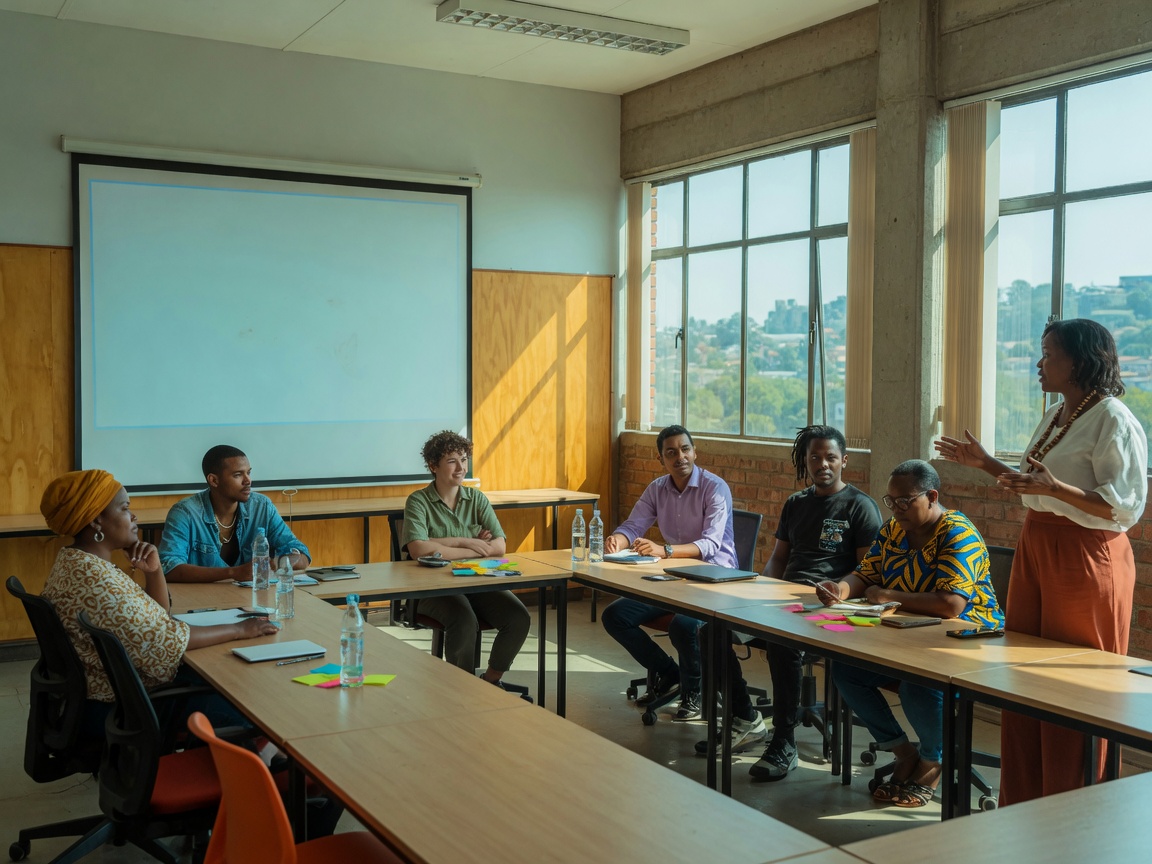Facilitator leading an in-house workshop for a diverse team